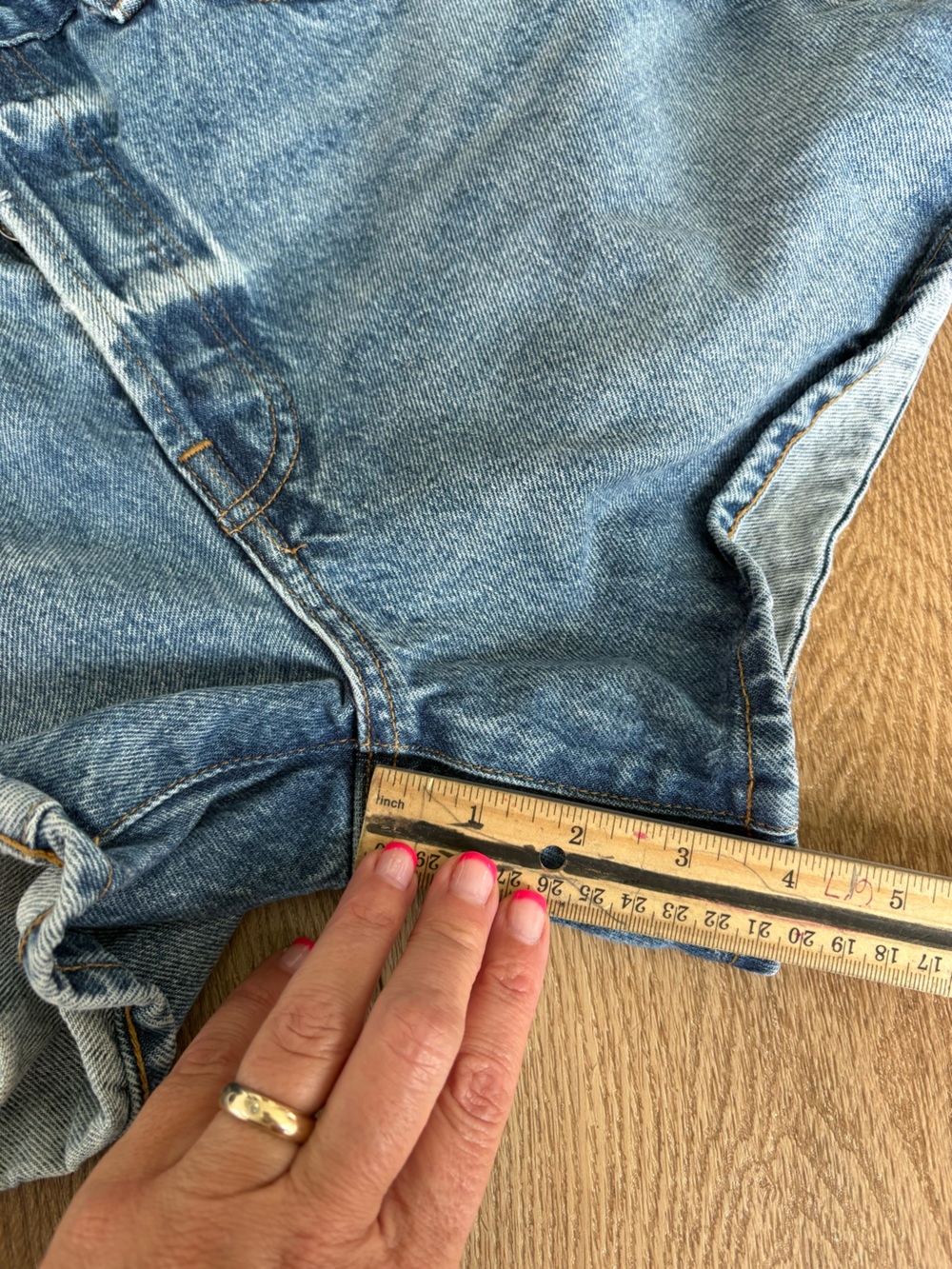 Agolde Light Blue Denim High-Rise Rolled Hem Shorts - Picture 5 of 5